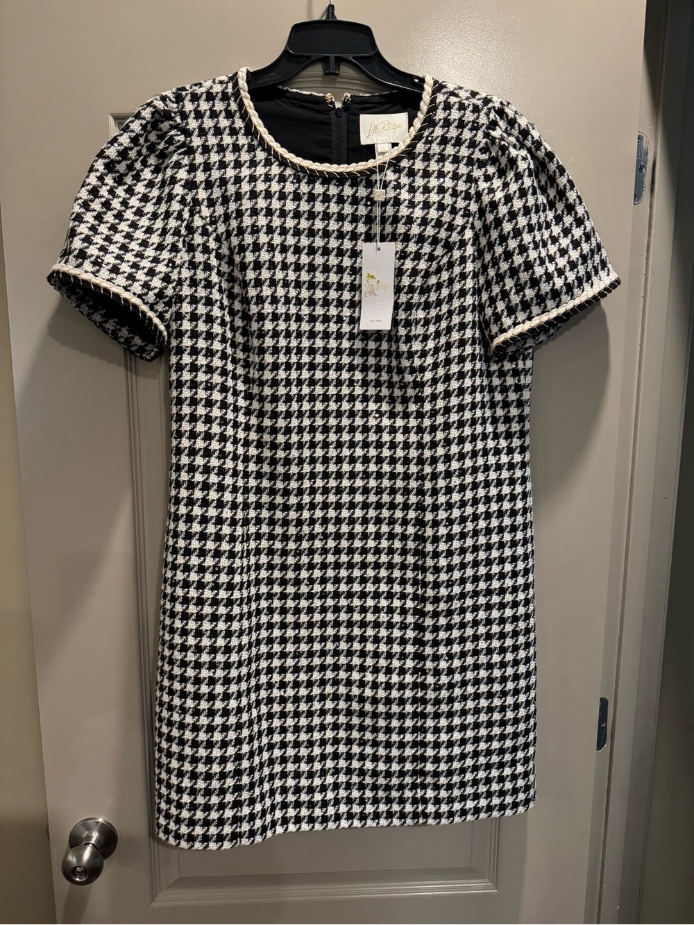 Lilly Pulitzer Doriane Sequin Bouclé Houndstooth Shift Dress NWT Sz 14